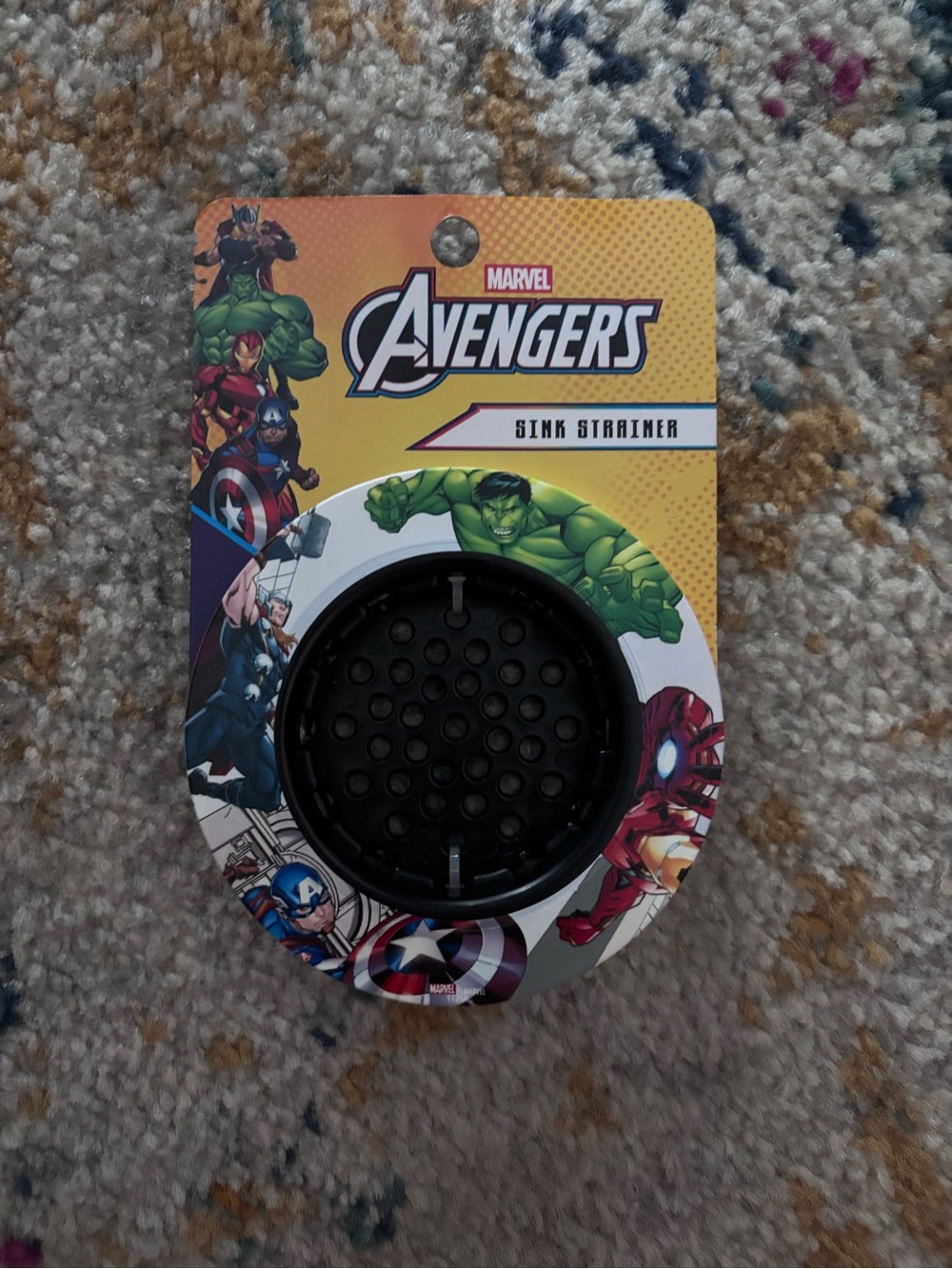 Marvel Black Sink Strainer with Branded Backing
